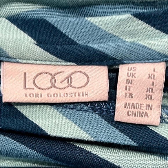 LOGO by Lori Goldstein Striped Knit Tank with Swing Hem Large - Picture 3 of 6